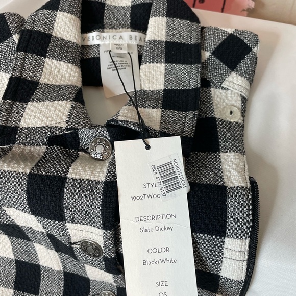 Veronica Beard Black and White Buffalo Plaid Check Slate Dickey - Picture 2 of 7